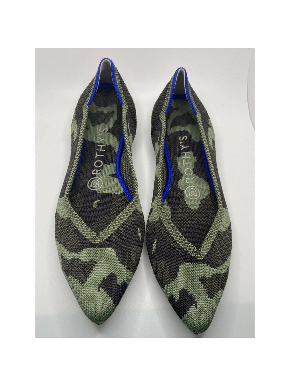 Rothy's The Point Olive Camoflauge Shoes 7 Green Ballet Flats Women's Authentic